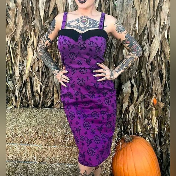Switchblade Stiletto Dresses & Skirts - Switchblade Stiletto Pentagram Purple Wiggle Dress -